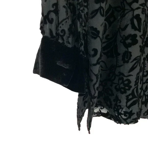 Vintage Y2K Black Sheere Burnout Velvet Blouse from Deane & White Sz M - Picture 16 of 16